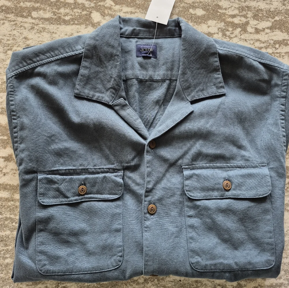 J. Crew Men's Textured Corduroy Camp Shirt Size Medium NEW